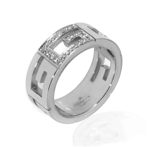 gucci 18k white gold diamond ring|Gucci 18k white gold ring.